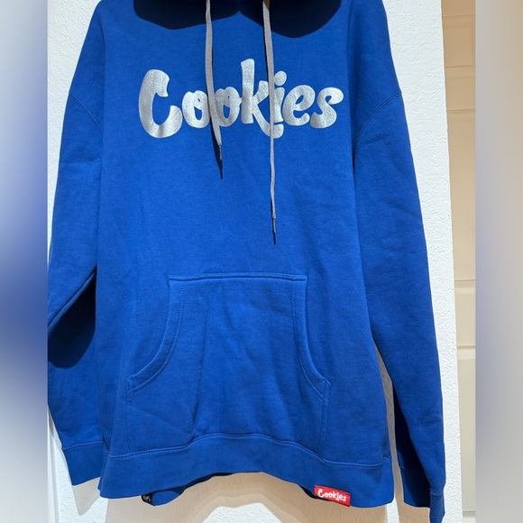 Cookies Striking Blue and Silver Sweater with Hood and Drawstrings - Picture 2 of 8